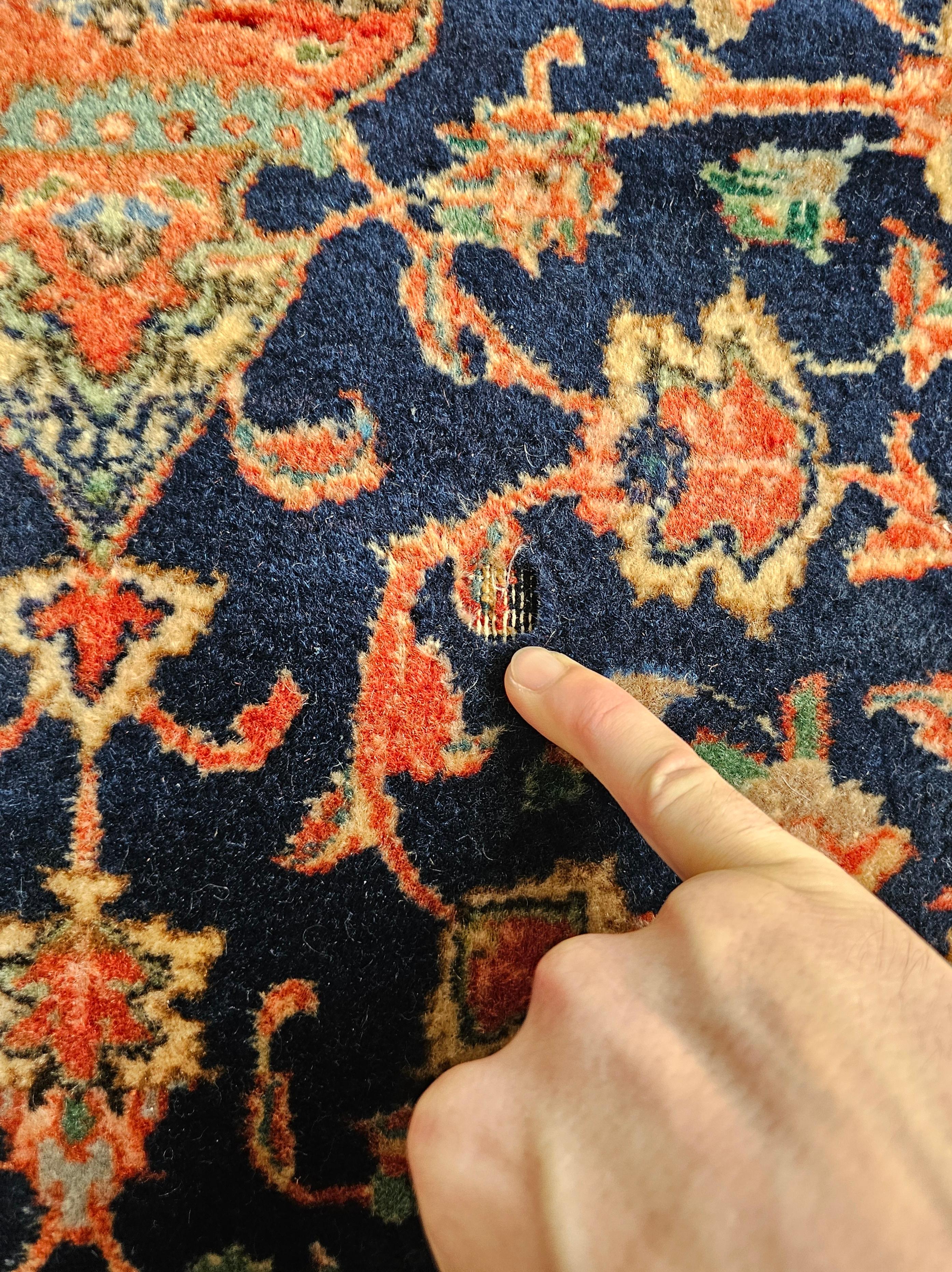 Handgeknüpfter Tabriz-Teppich in marineblauer, roter und grüner Wolle, Iran 1950er Jahre im Angebot 2