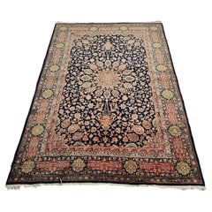 Handgeknüpfter Tabriz-Teppich in marineblauer, roter und grüner Wolle, Iran 1950er Jahre