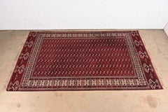 Vintage Hand-Knotted Tribal Persian Bokhara Room Size Rug