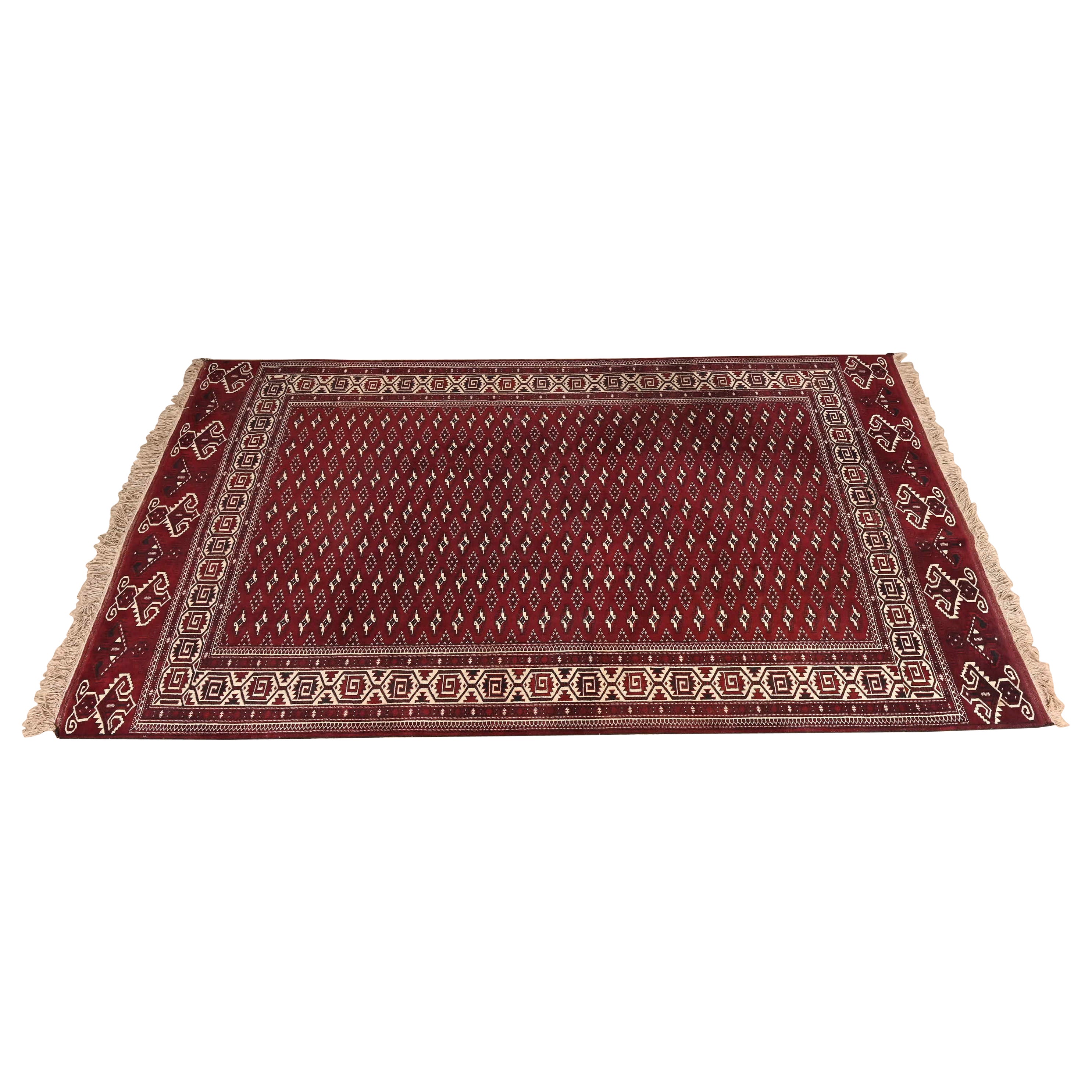 Tapis Bokhara persan tribal noué à la main, taille de pièce en vente