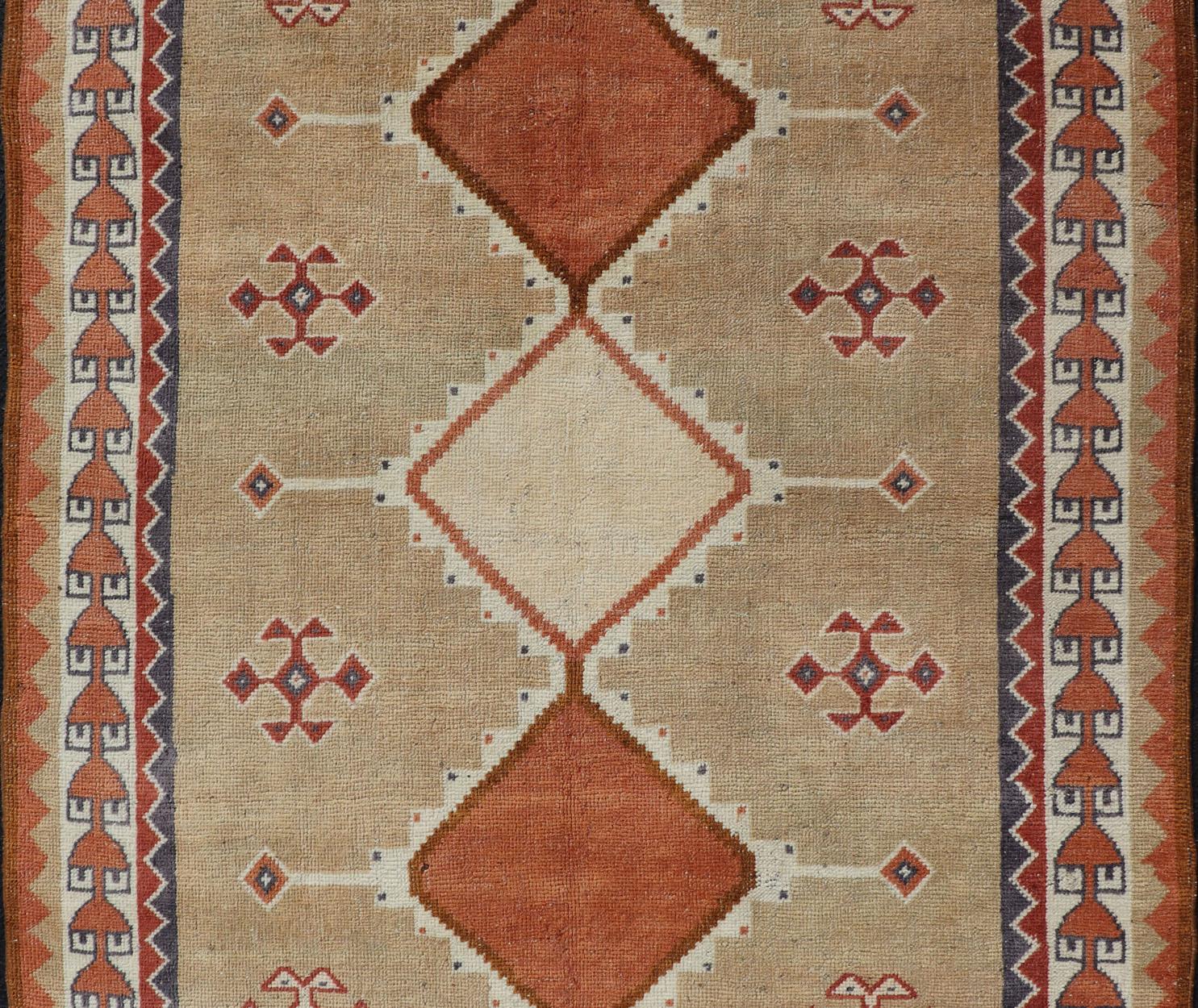 Hand-Knotted Vintage Hand Knotted Tulu-Gabbeh Rug with Tribal Design of Medallions For Sale