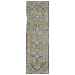 Vintage Hand-Knotted Turkish Anatolian Runner Rug