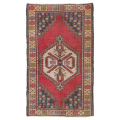 Vintage Hand Knotted Turkish Area Rug, Authentic 1950s Floor Covering, Carpet Vintage Hand Knotted Turkish Area Rug, Authentic 1950s Floor Covering, Carpet