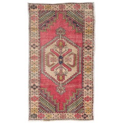 Vintage Hand Knotted Turkish Area Rug, Authentic 1950s Floor Covering, Carpet Vintage Hand Knotted Turkish Area Rug, Authentic 1950s Floor Covering, Carpet