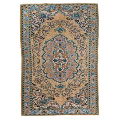 5.7x8 Ft Vintage Hand-Knotted Turkish High  Low Pile Rug with Medallion Design