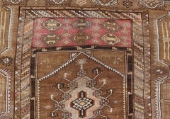 Vintage Hand-Knotted Turkish Kars Galley Rug in Wool with Medallion Design