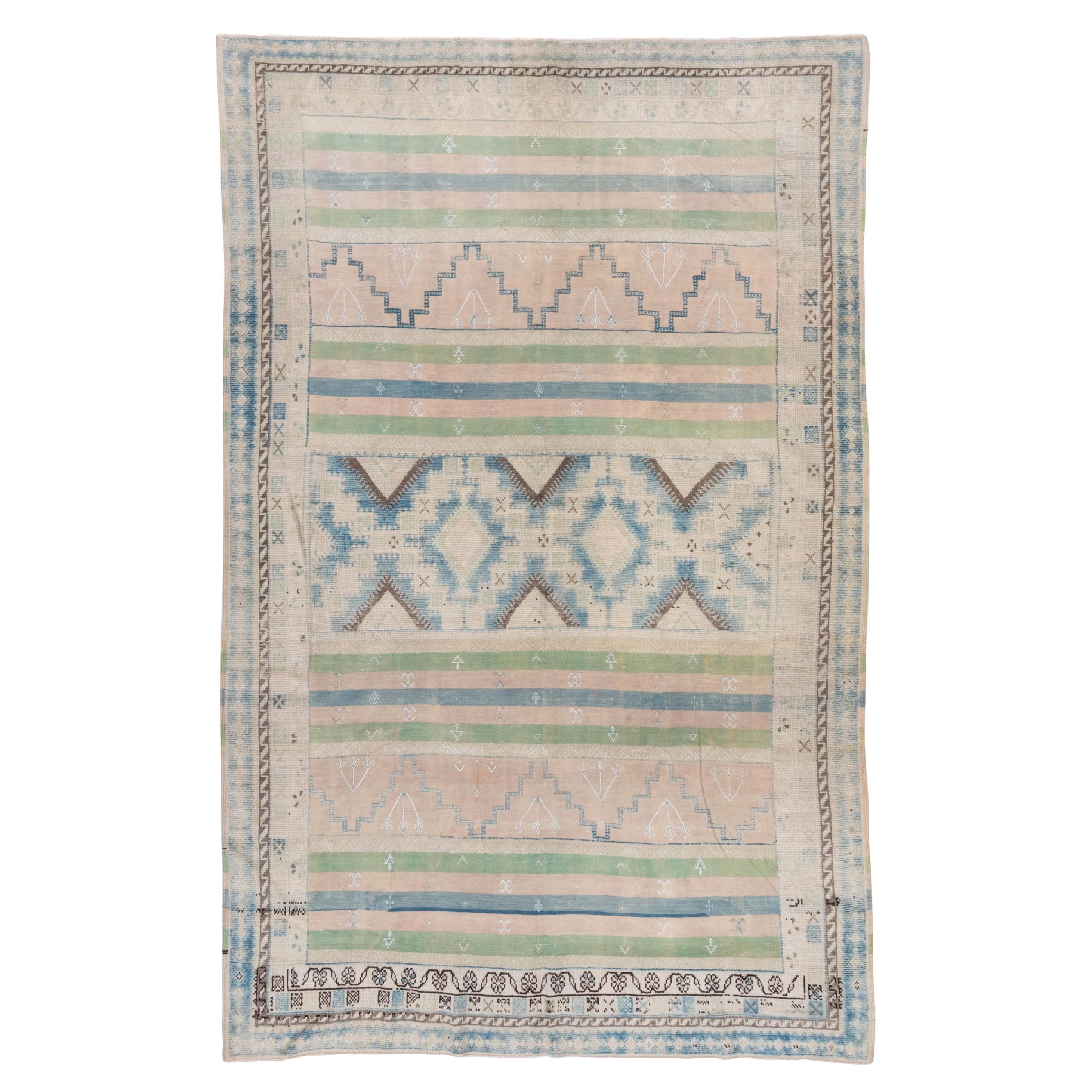 Vintage Handgeknüpfter Türkischer Kelim Pastell Geometrisches Muster im Angebot
