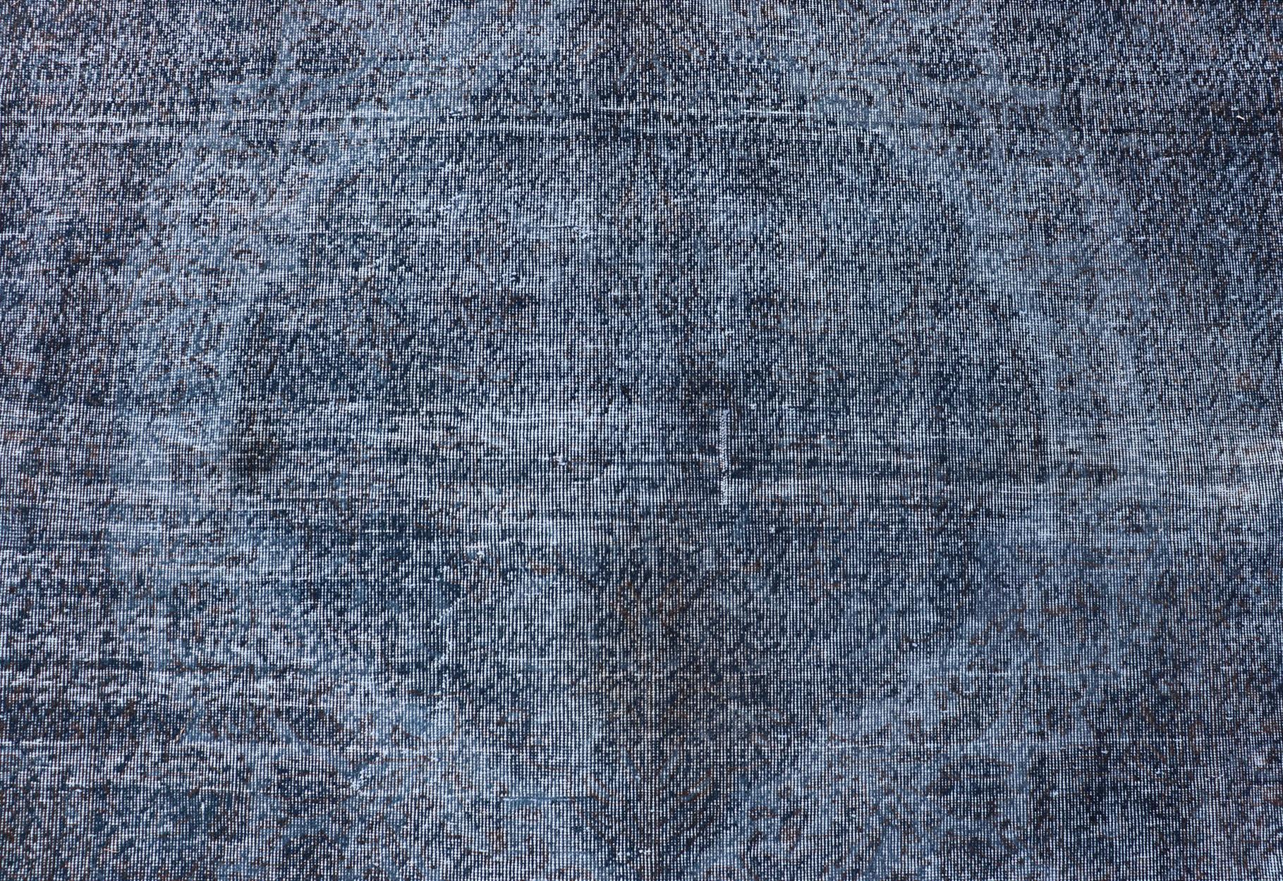 Tapis turc Oushak noué à la main, bleu foncé et anthracite en vente 2