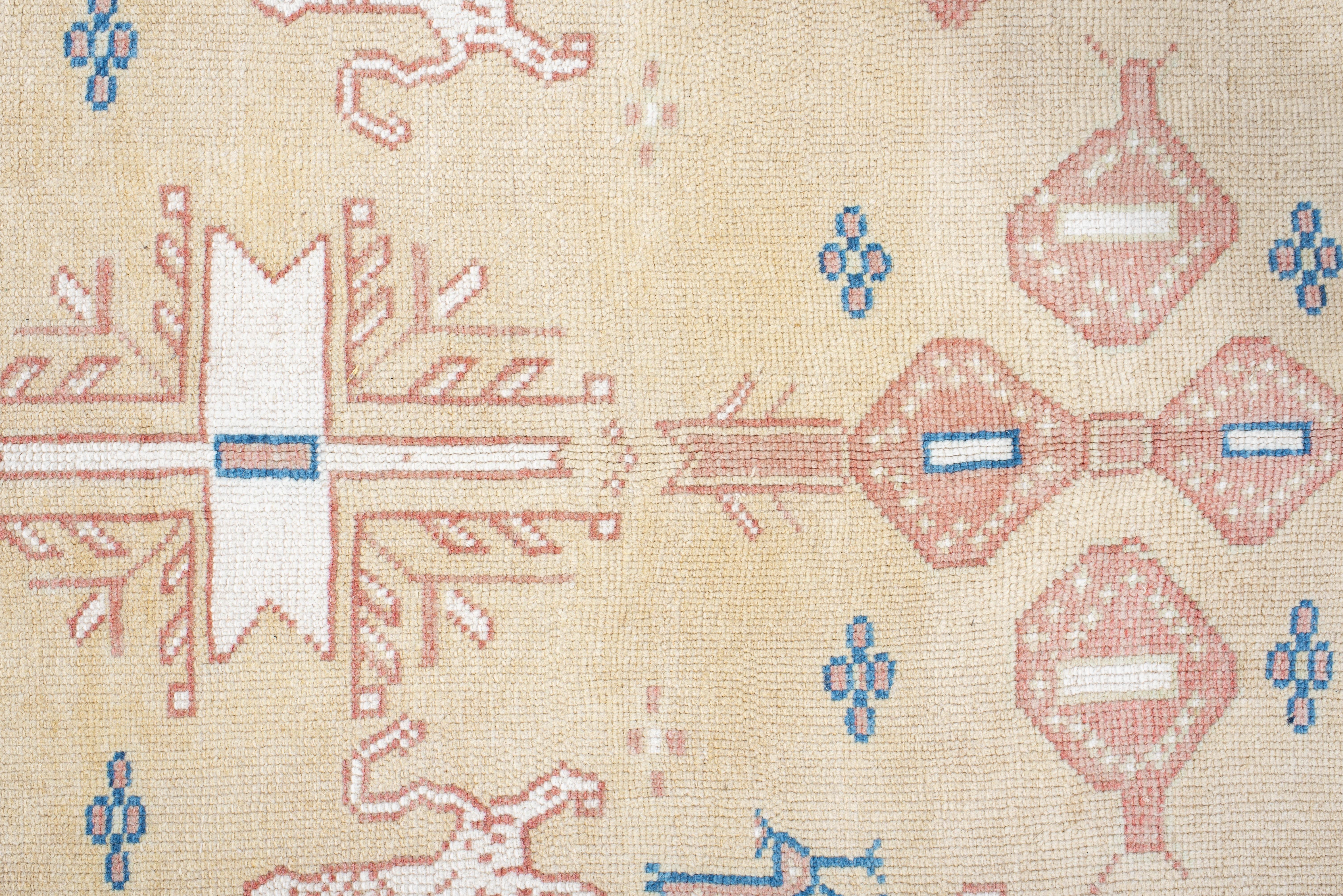 Vintage Hand-Knotted Turkish Rug Animal and Cross Motifs For Sale 1