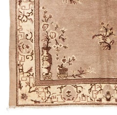 5.2x8 Ft Art Deco Chinese Rug in Soft Faded Taupe, Brown and Beige Colors