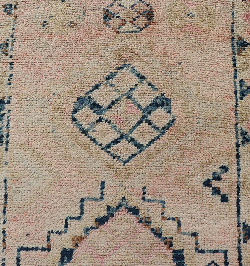 Vintage Hand Knotted Turkish Runner with Tribal Design in Muted Tones  For Sale 2