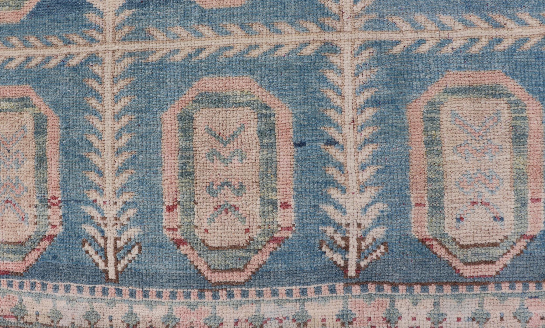 Oushak Tapis turc Tulu vintage noué à la main en laine avec motif de médaillon sur toute sa surface en vente