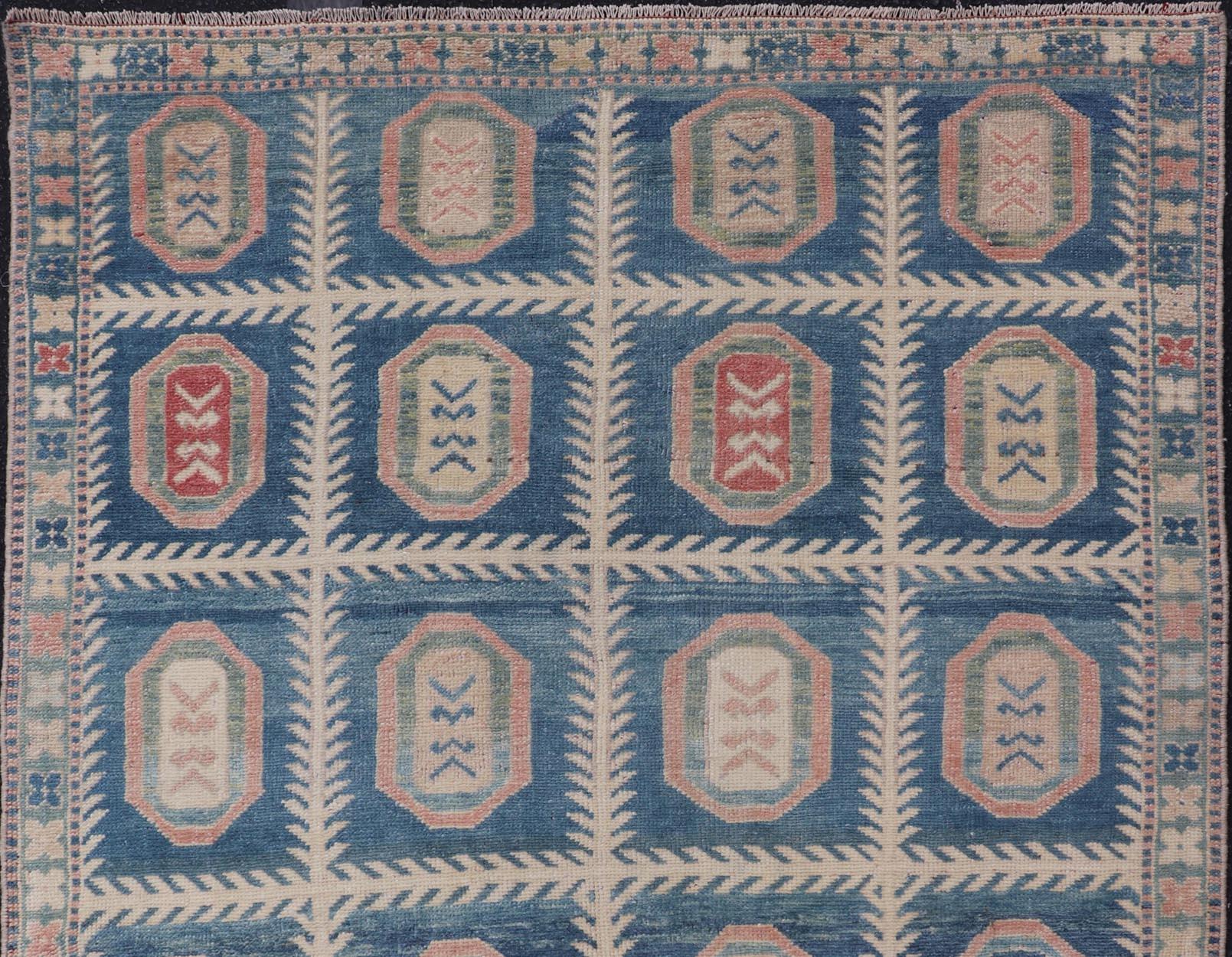 Turc Tapis turc Tulu vintage noué à la main en laine avec motif de médaillon sur toute sa surface en vente