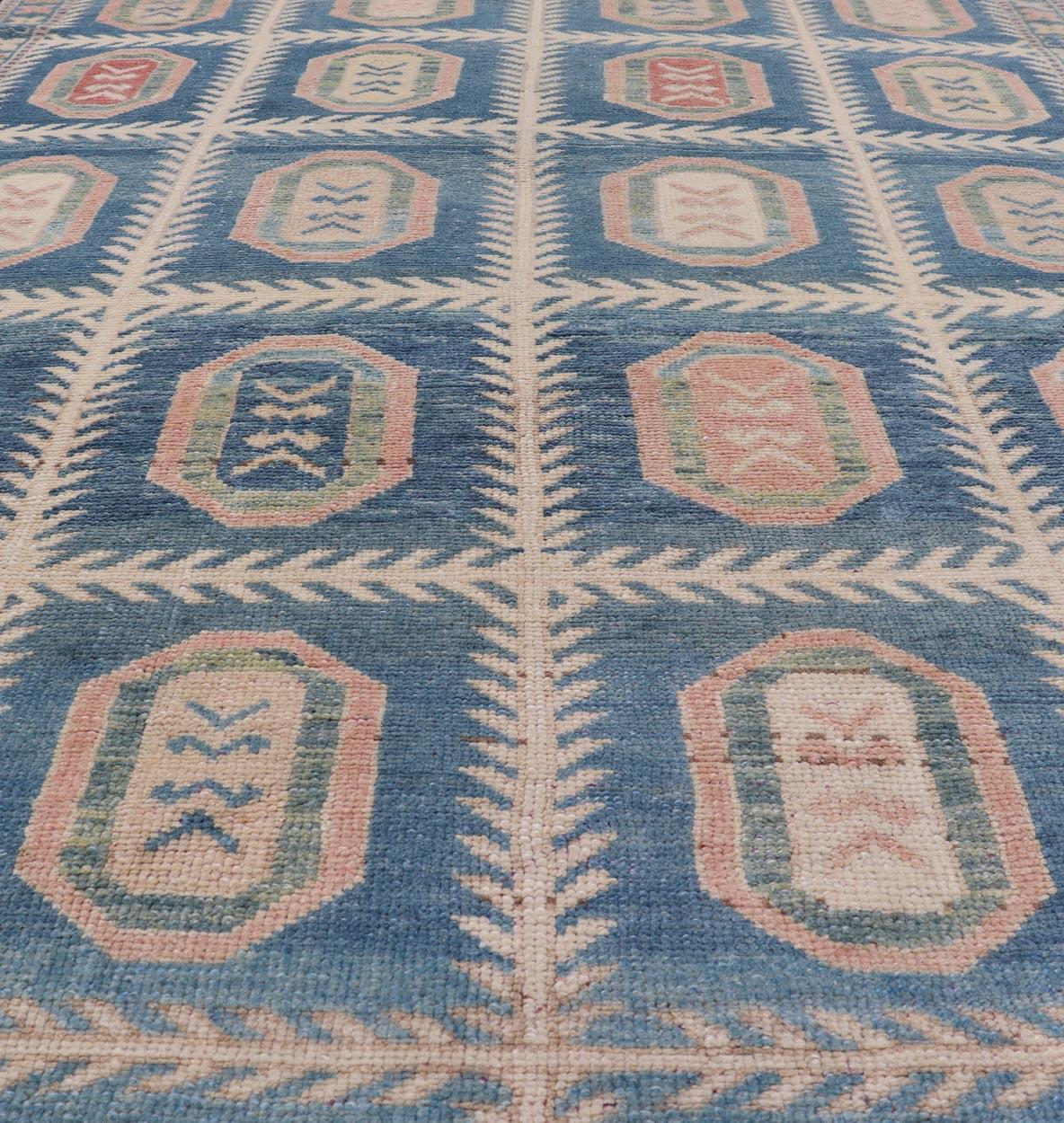 Vintage Hand-Knotted Turkish Tulu Rug in Wool with All-Over Medallion Design For Sale 3