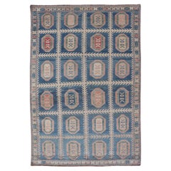 Vintage Hand-Knotted Turkish Tulu Rug in Wool with All-Over Medallion Design