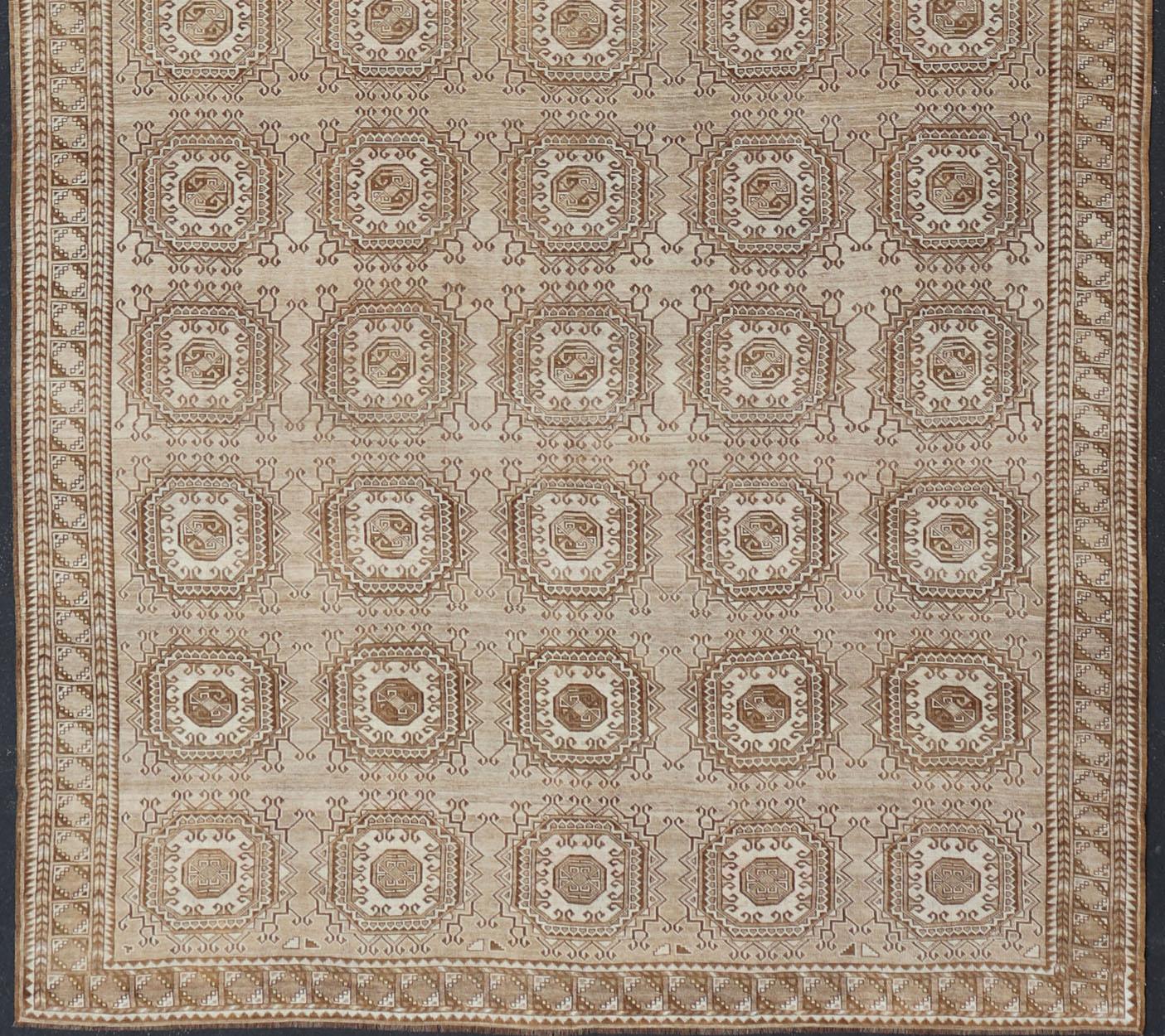 Handgeknüpfter türkischer Teppich mit wiederkehrendem, subgeometrischem achteckigem Design, Vintage (Stammeskunst) im Angebot