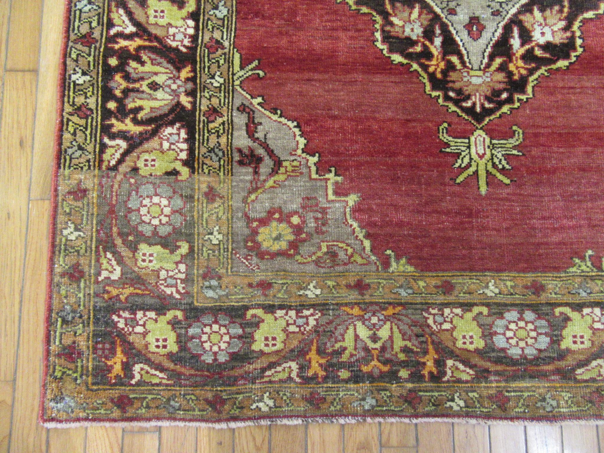 Hand-Knotted Vintage Hand Knotted Wool Turkish Rug For Sale