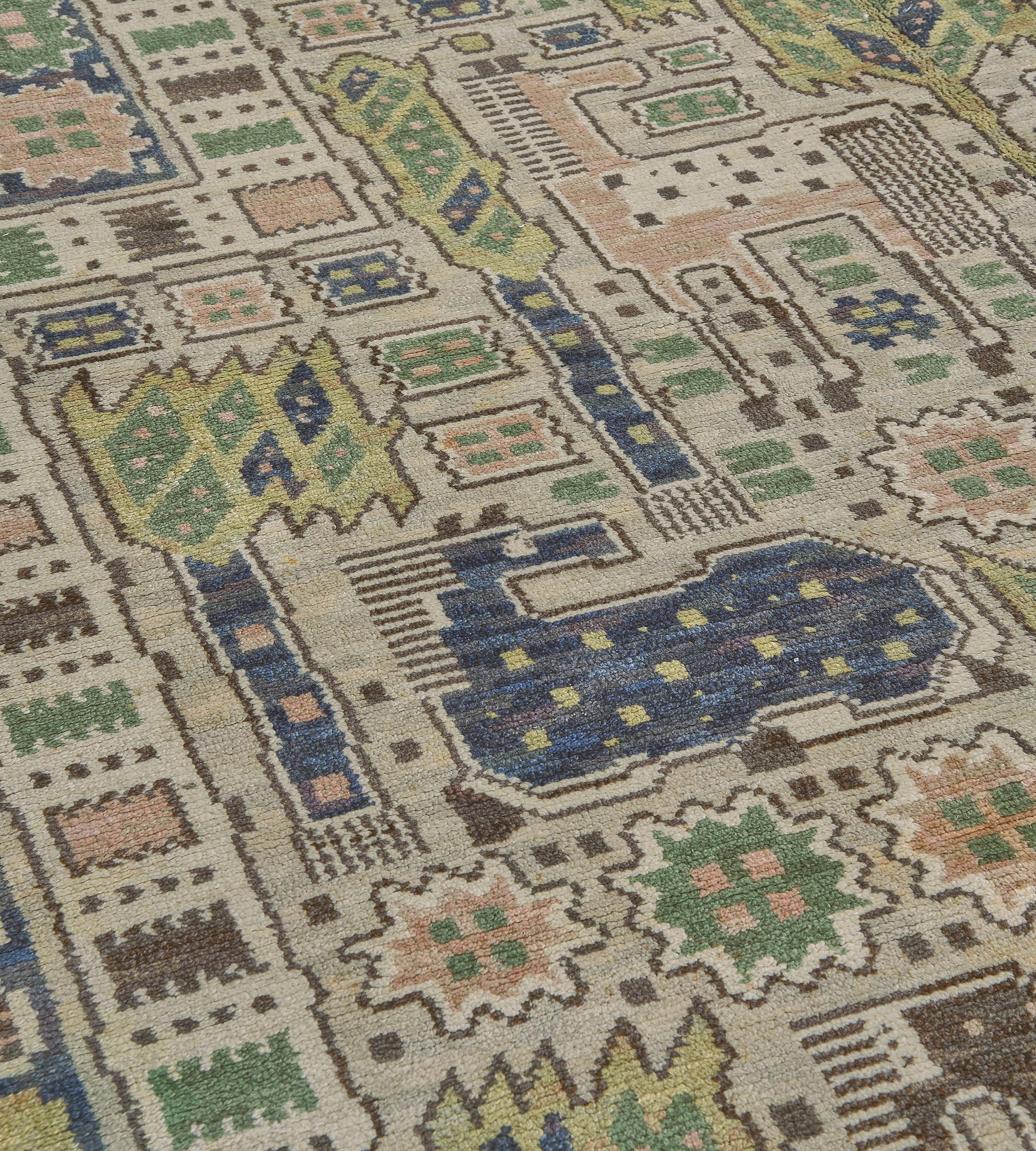 Handgeknüpfter schwedischer Teppich aus Wolle im Vintage-Stil  (Art déco) im Angebot