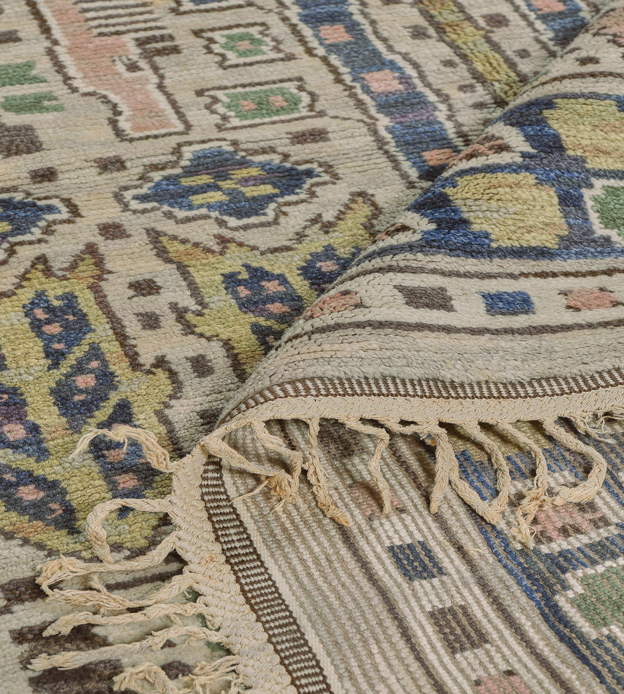 Handgeknüpfter schwedischer Teppich aus Wolle im Vintage-Stil  im Angebot 2