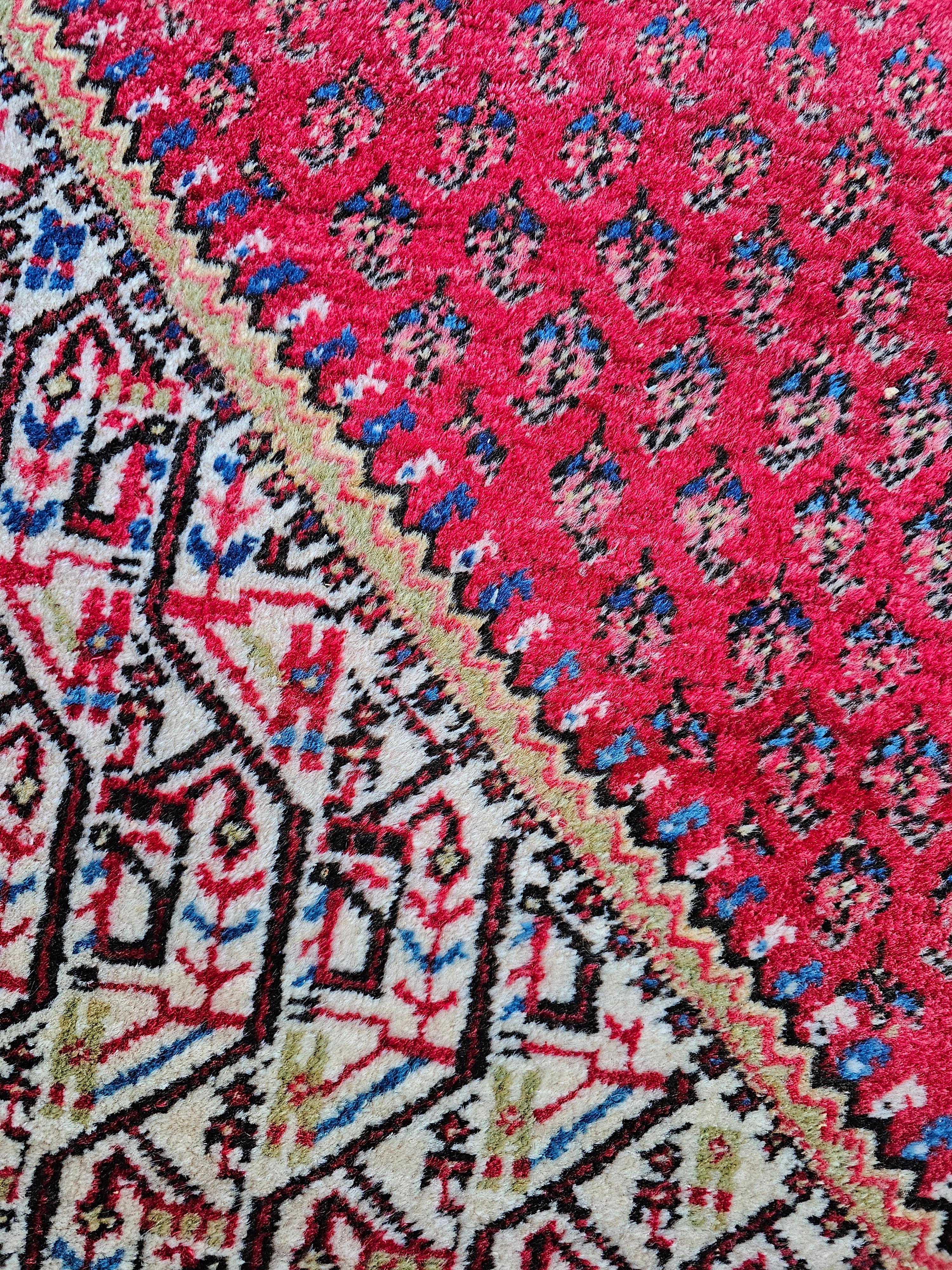 Handgeknüpfter XL Persischer Mir-Teppich in Burgunderrot aus 100 % Wolle, Iran 1950er Jahre, Vintage im Angebot 6