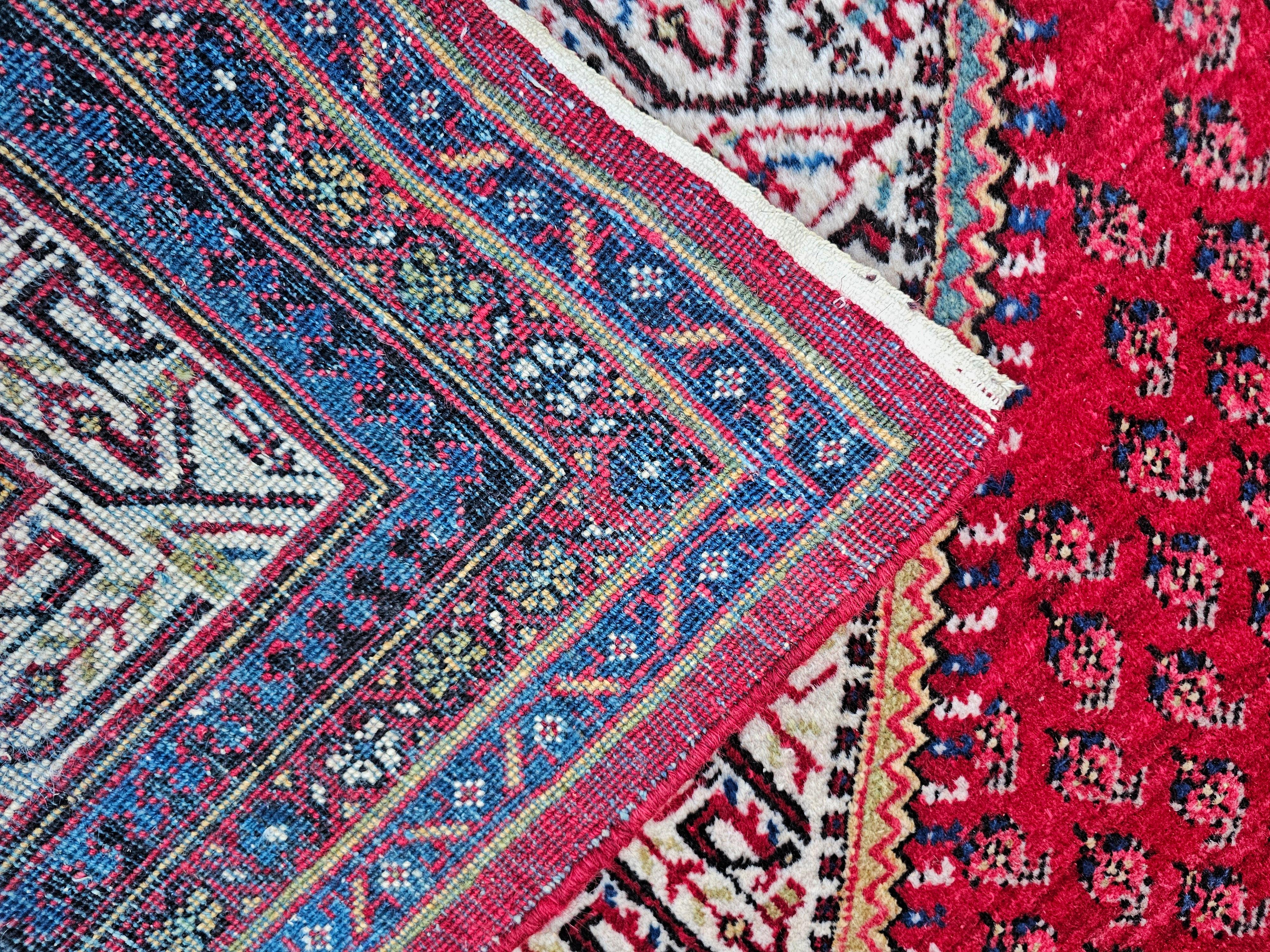 Handgeknüpfter XL Persischer Mir-Teppich in Burgunderrot aus 100 % Wolle, Iran 1950er Jahre, Vintage im Angebot 2