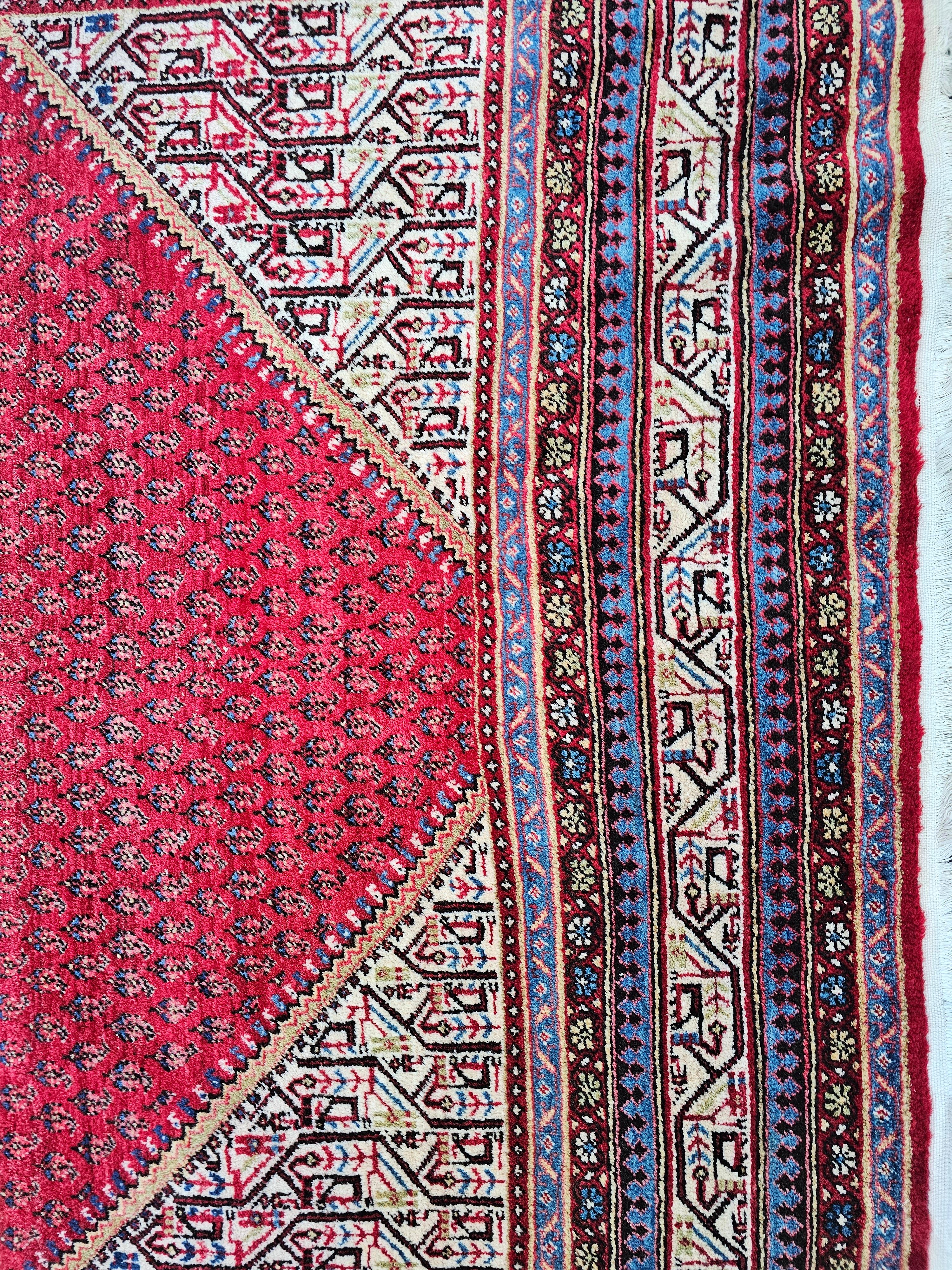 Handgeknüpfter XL Persischer Mir-Teppich in Burgunderrot aus 100 % Wolle, Iran 1950er Jahre, Vintage im Angebot 4