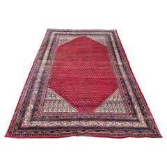 Handgeknüpfter XL Persischer Mir-Teppich in Burgunderrot aus 100 % Wolle, Iran 1950er Jahre, Vintage