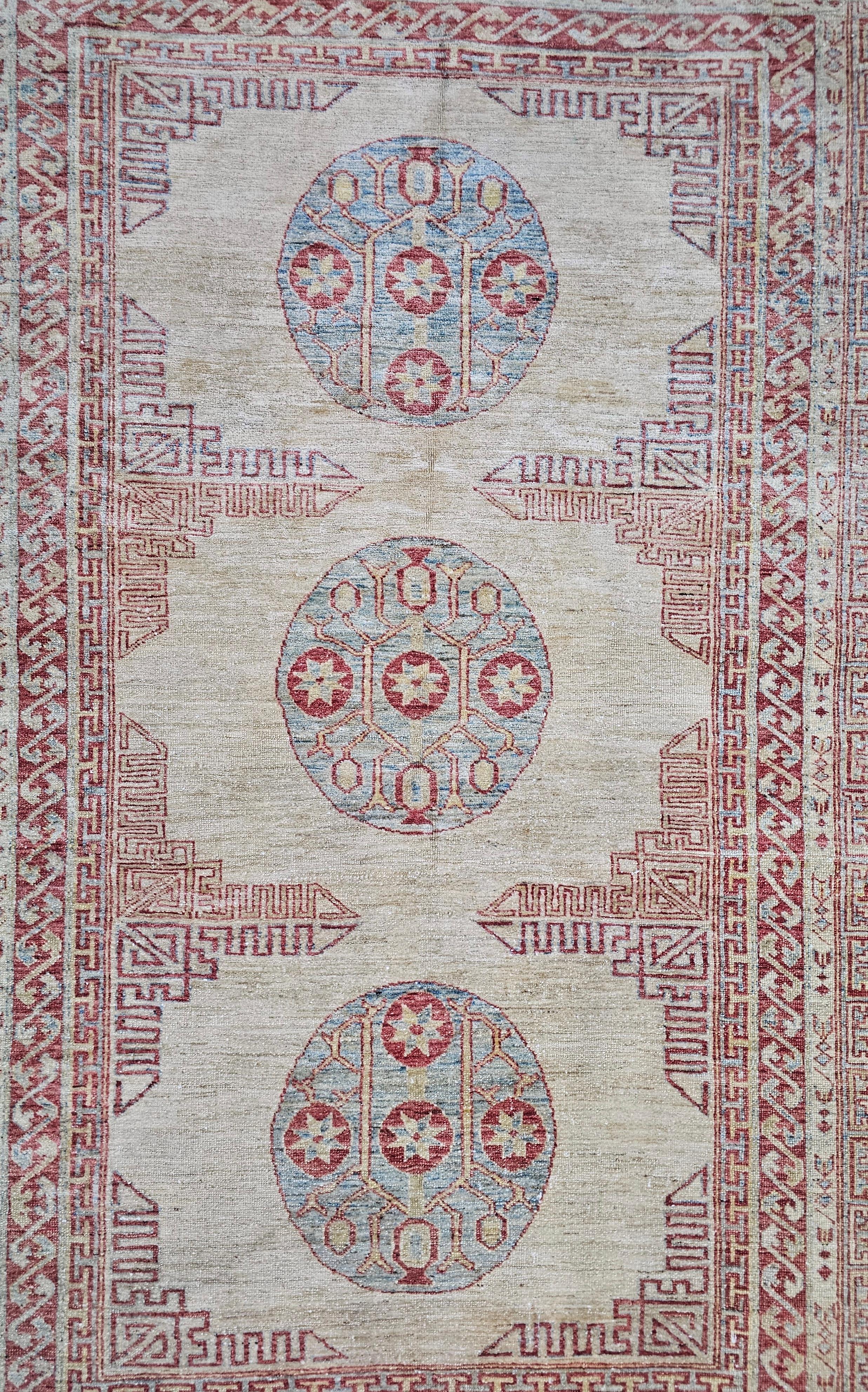 Handgeknüpfter Ziegler-Teppich im Vintage-Stil in Creme und Ziegler-Schliff, 100 % Wolle, Iran 1930er Jahre (Persisch) im Angebot