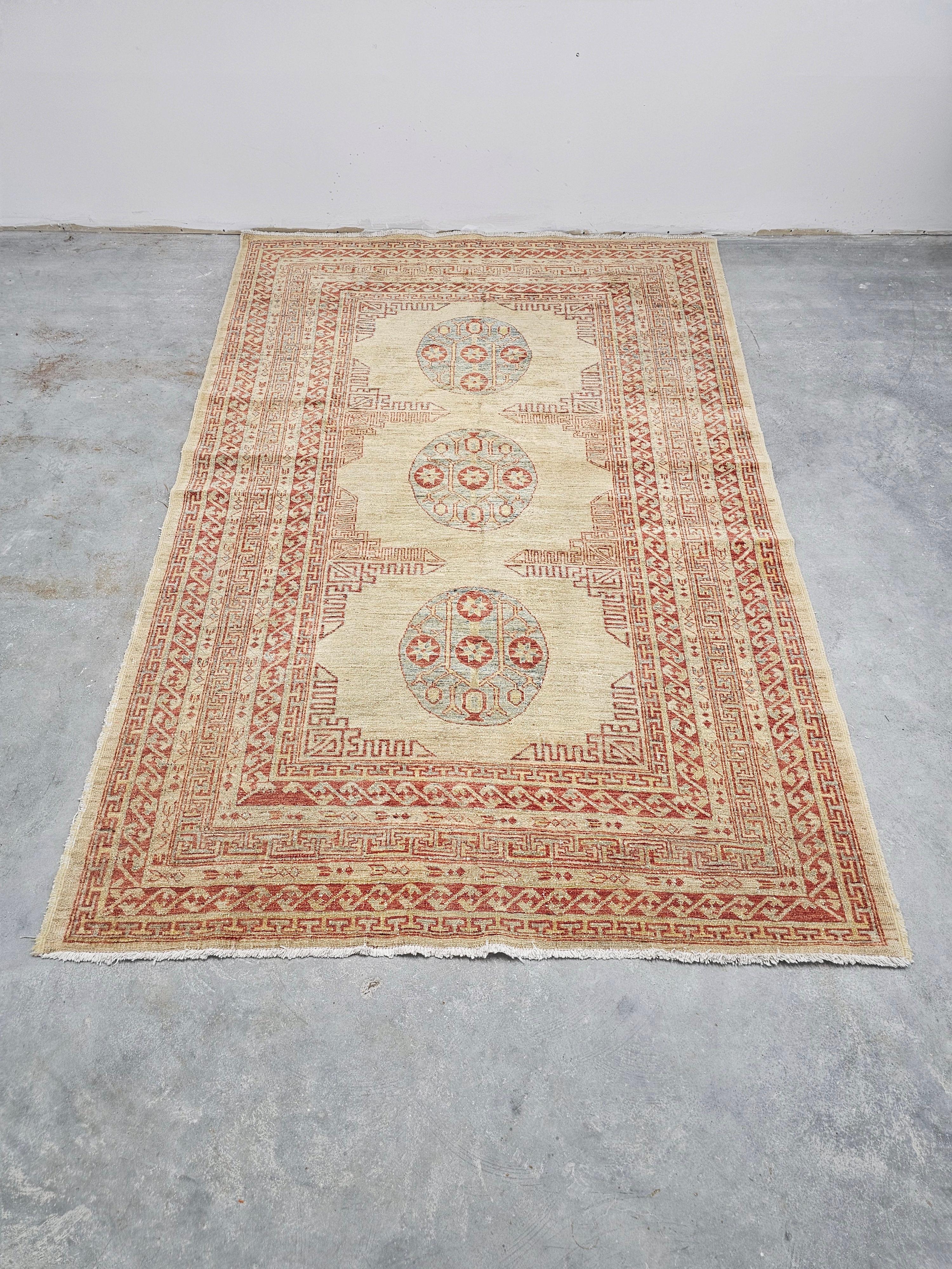 Handgeknüpfter Ziegler-Teppich im Vintage-Stil in Creme und Ziegler-Schliff, 100 % Wolle, Iran 1930er Jahre im Angebot 1