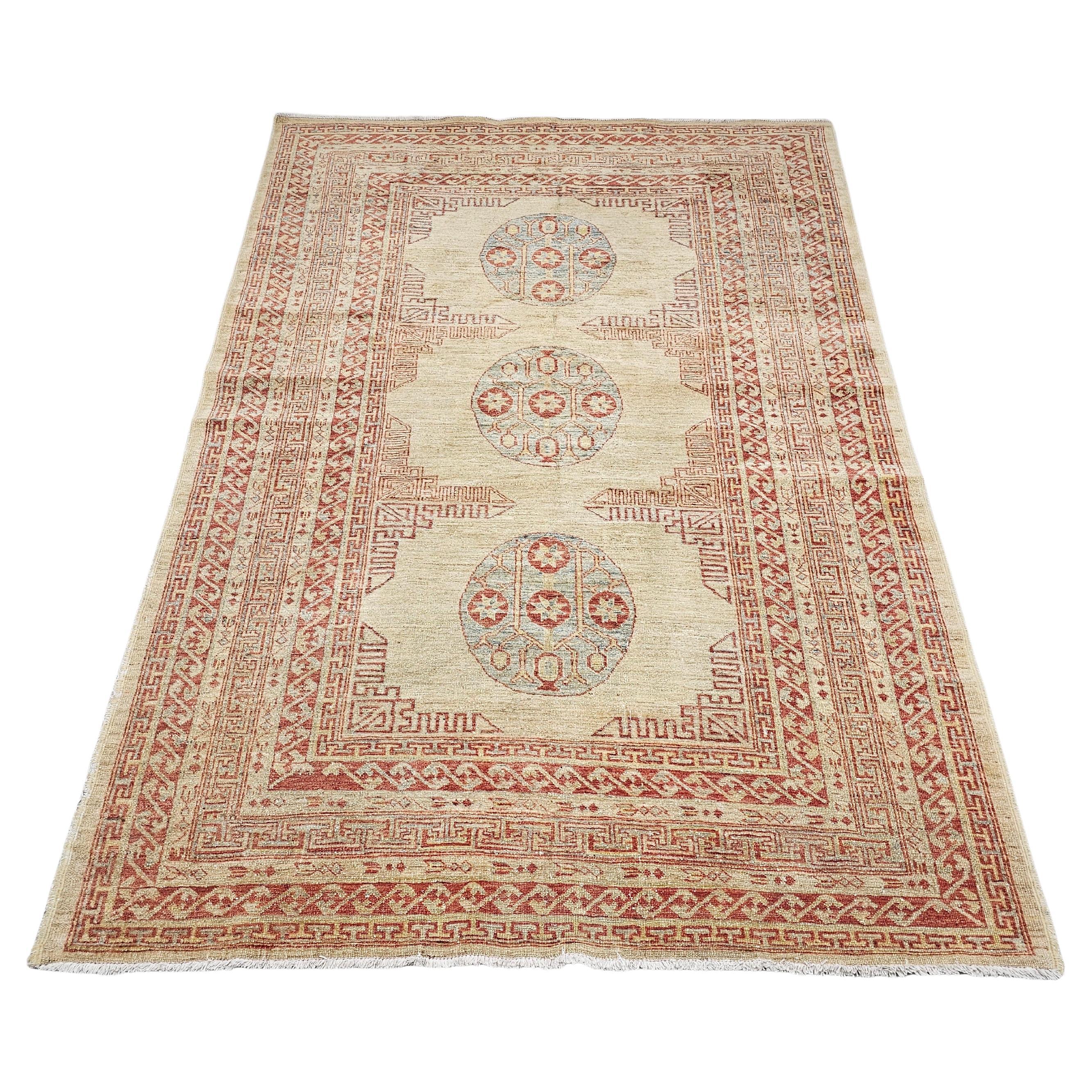 Tapis Ziegler vintage noué à la main, crème et rouge brique, 100 % laine, Iran, années 1930