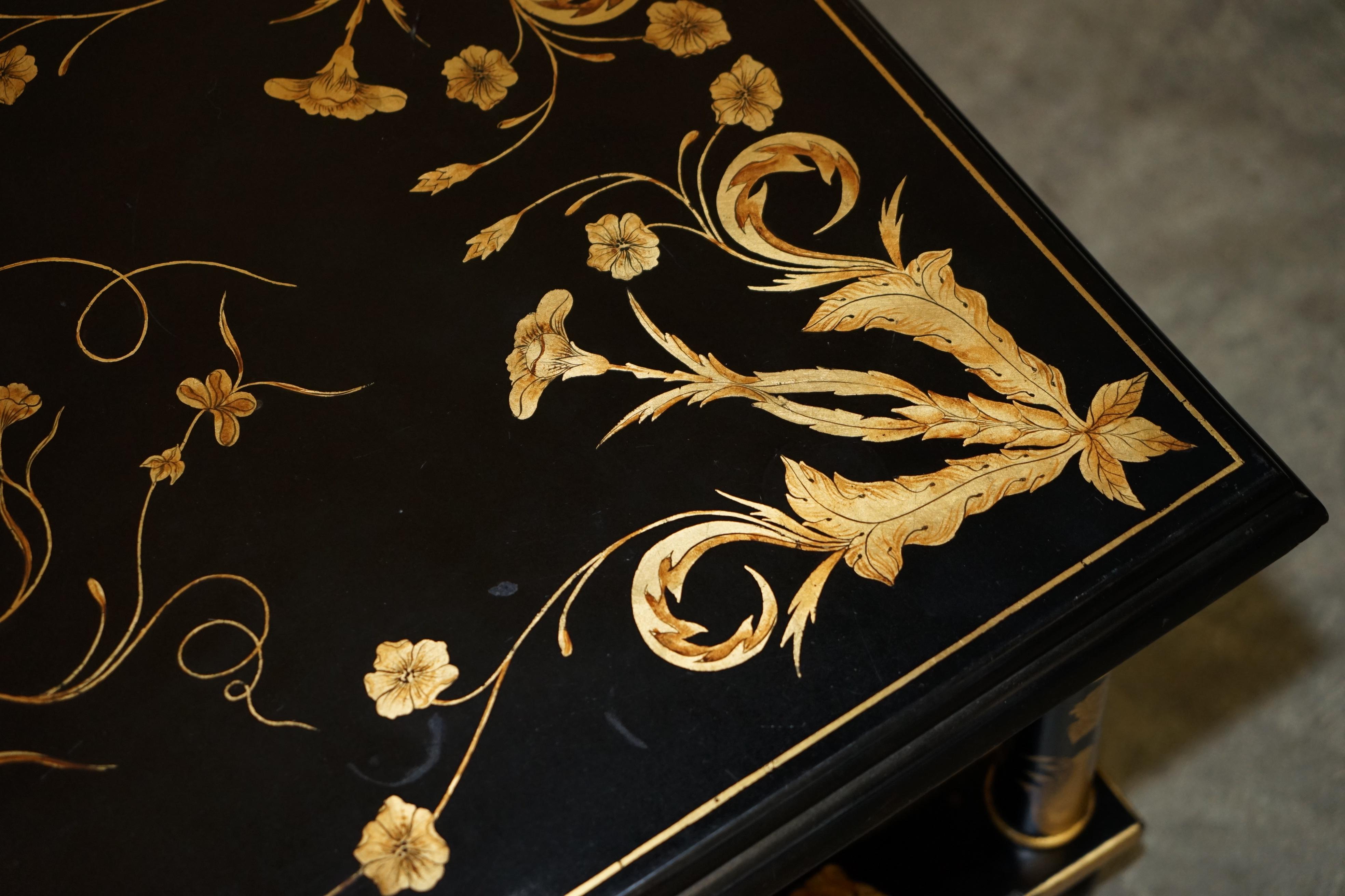 ViNTAGE HAND LACQUERED CHINESE ORIENTAL COFFEE COCKTAIL TABLE WITH DRAWERS For Sale 7