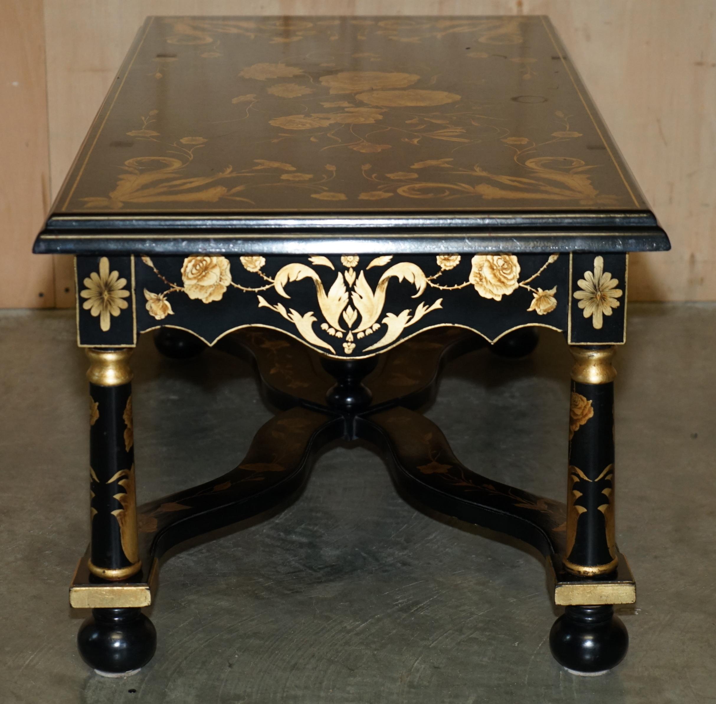 ViNTAGE HAND LACQUERED CHINESE ORIENTAL COFFEE COCKTAIL TABLE WITH DRAWERS For Sale 9