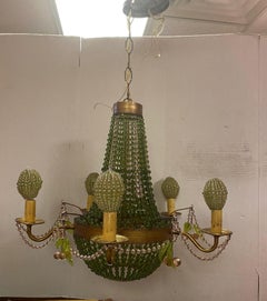 Vintage Handmade Chandelier with Glass Beads and Cherries