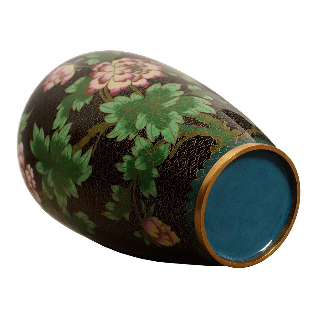 Rame Vaso di cloisonne cinese d'epoca Hand Made in vendita