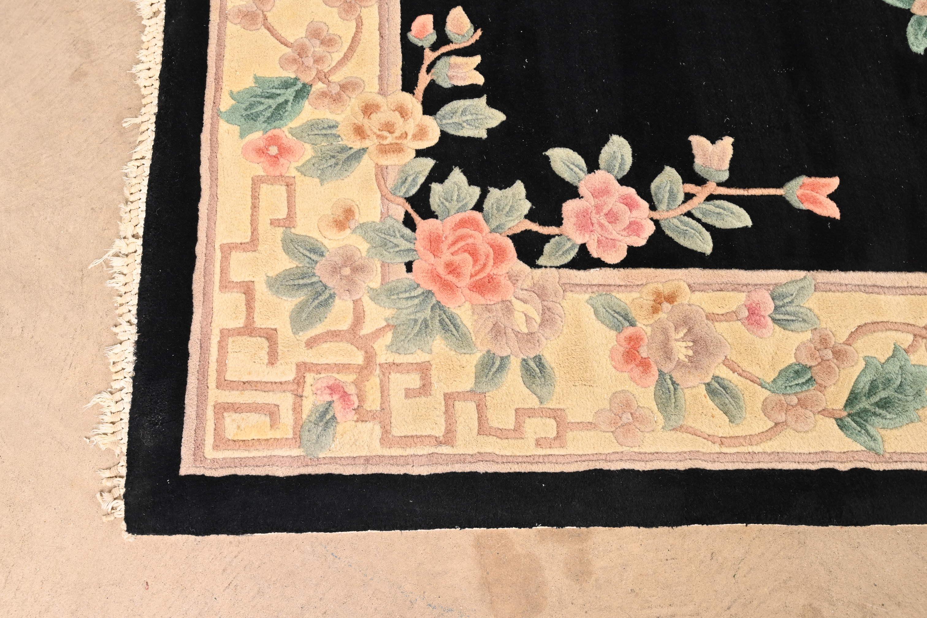 Chinese Export Vintage Hand Made Chinese Sculpted Wool Area Rug For Sale