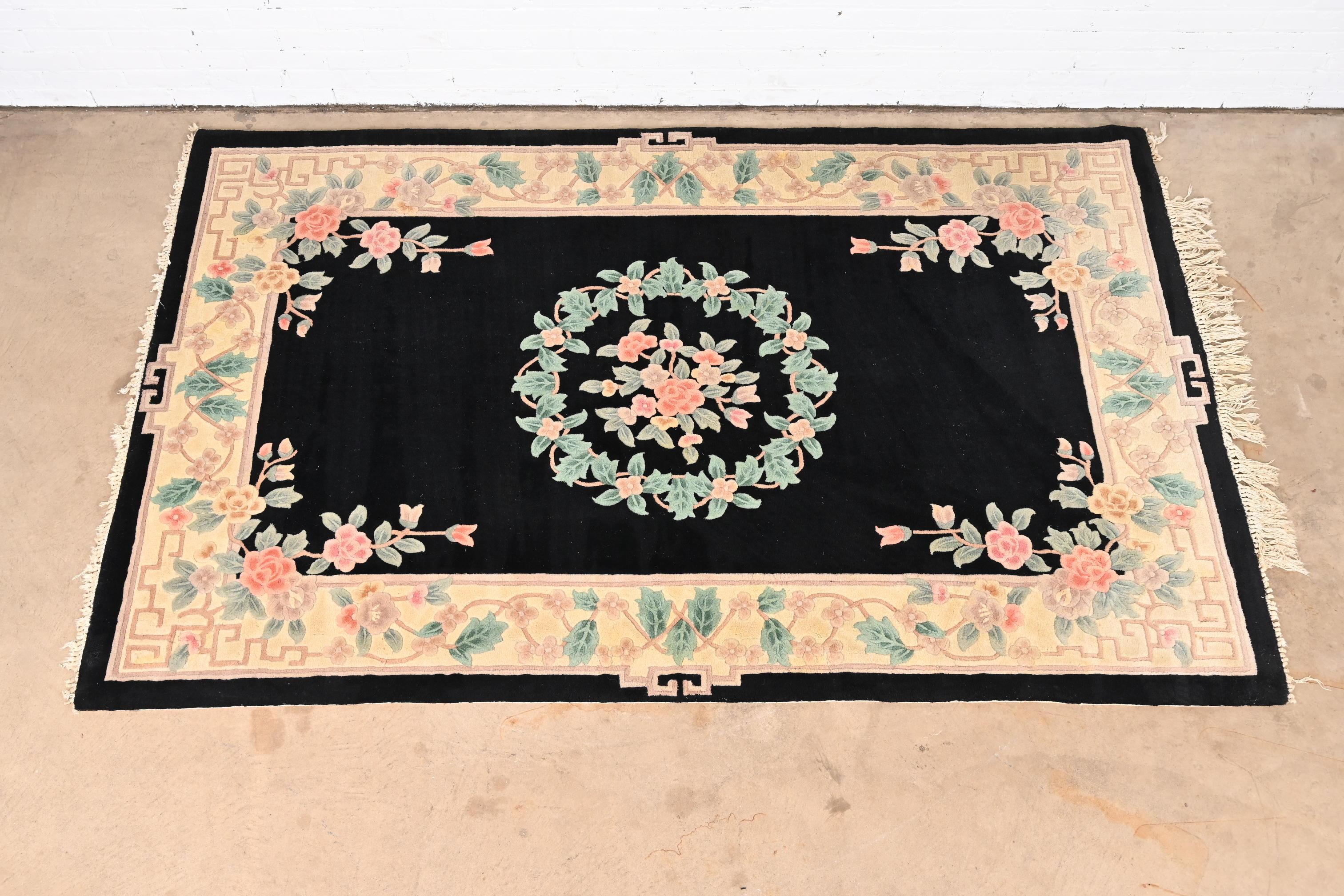 20th Century Vintage Hand Made Chinese Sculpted Wool Area Rug For Sale