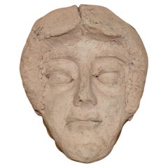 ViNTAGE HAND MADE CLAY TERRACOTTO COLOUR SCULPTURE OF A FACE MASK