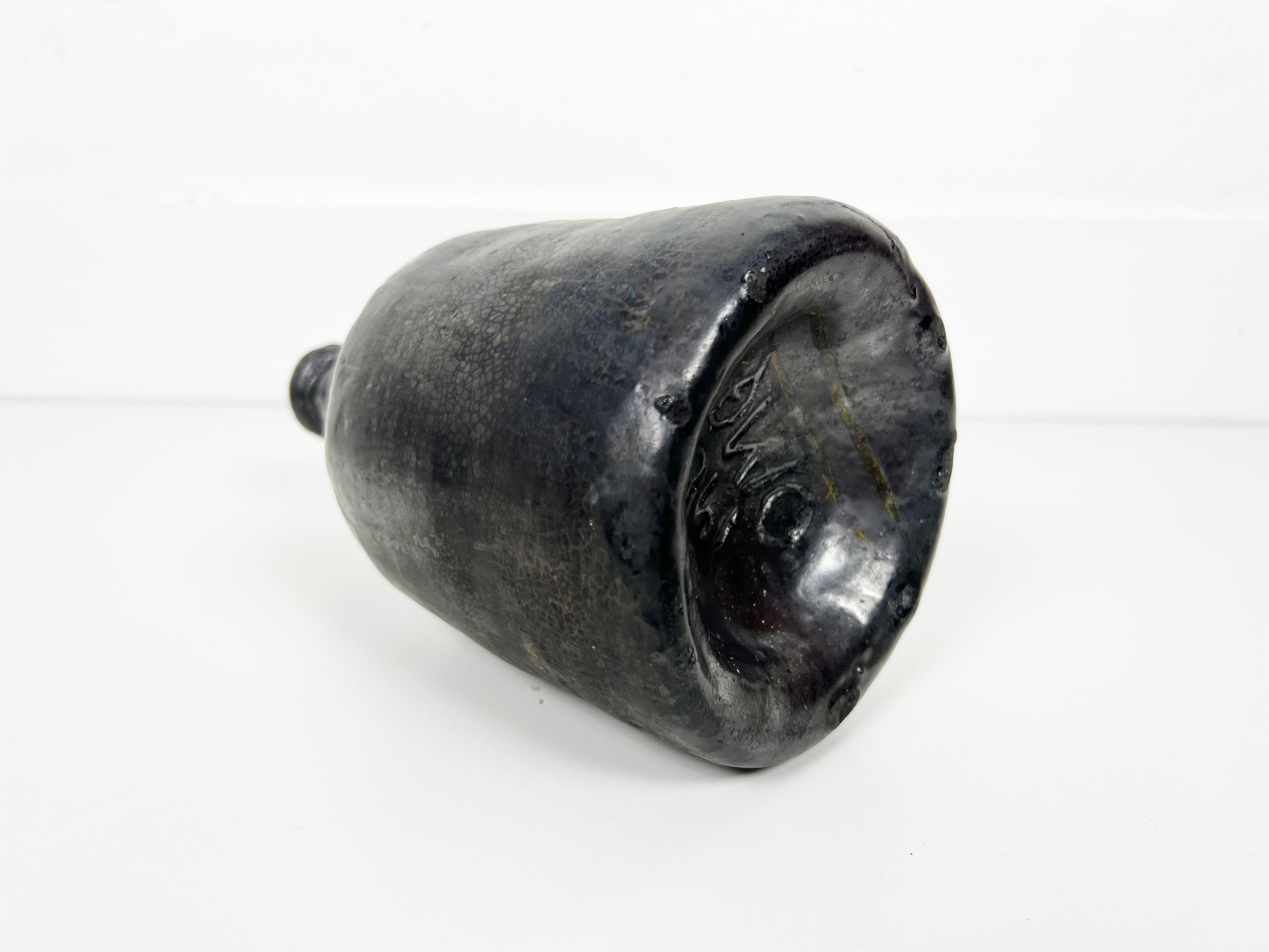 Vintage Hand Made Crude Ceramic Bottle Vase For Sale 3