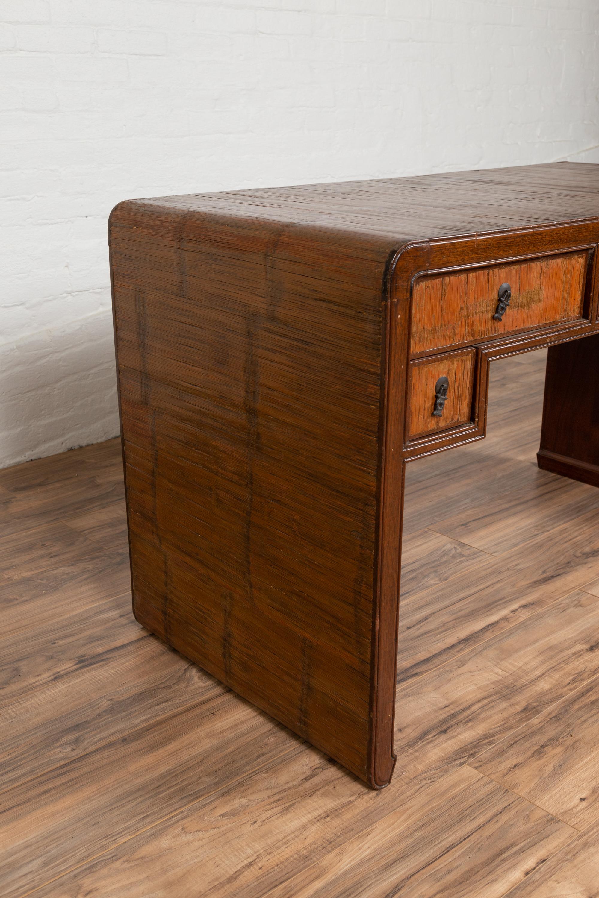 Vintage Handmade Desk Found in Northern Thailand with Five Drawers, circa 1950 In Good Condition In Yonkers, NY