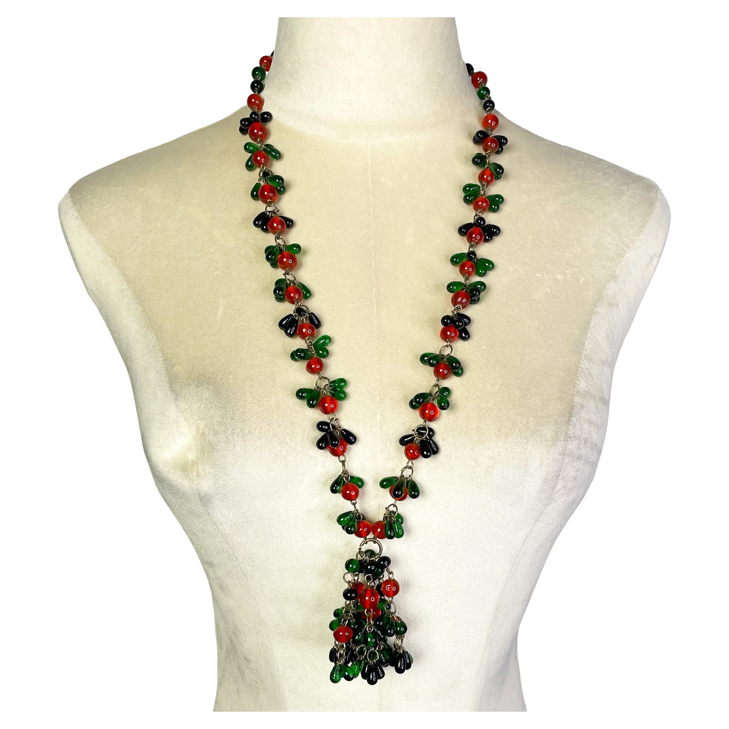 Vintage hand made glass necklace, 1930s For Sale