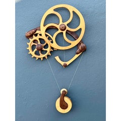 Vintage Hand Made Kinetic Wood Wall Sculpture