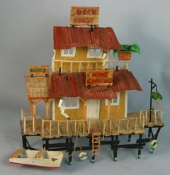 Vintage Folk Art. Scultura in metallo Hand Made "The Dock House