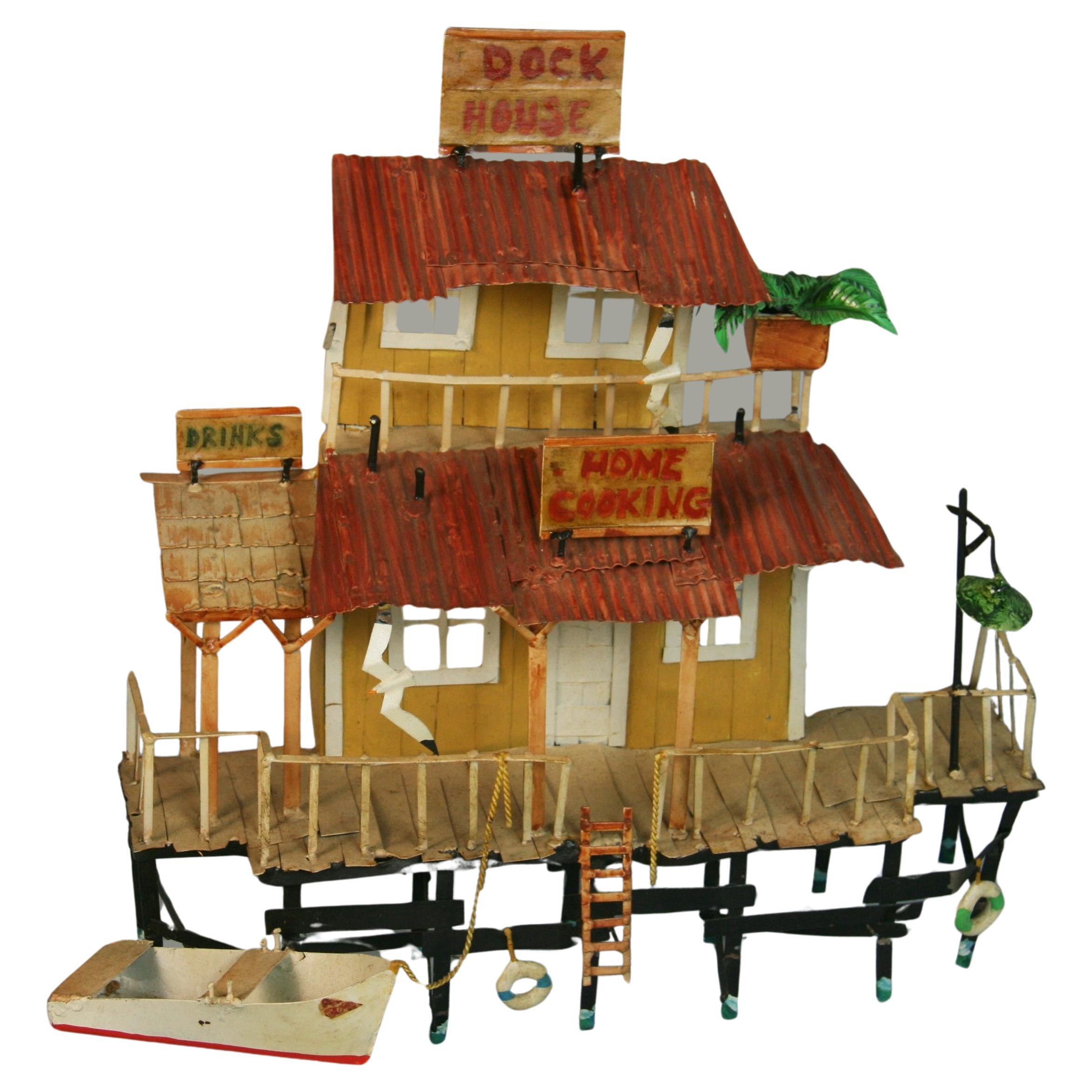 Art of Vintage. Sculpture Hand Made en métal "The Dock House" (La maison des docks) en vente