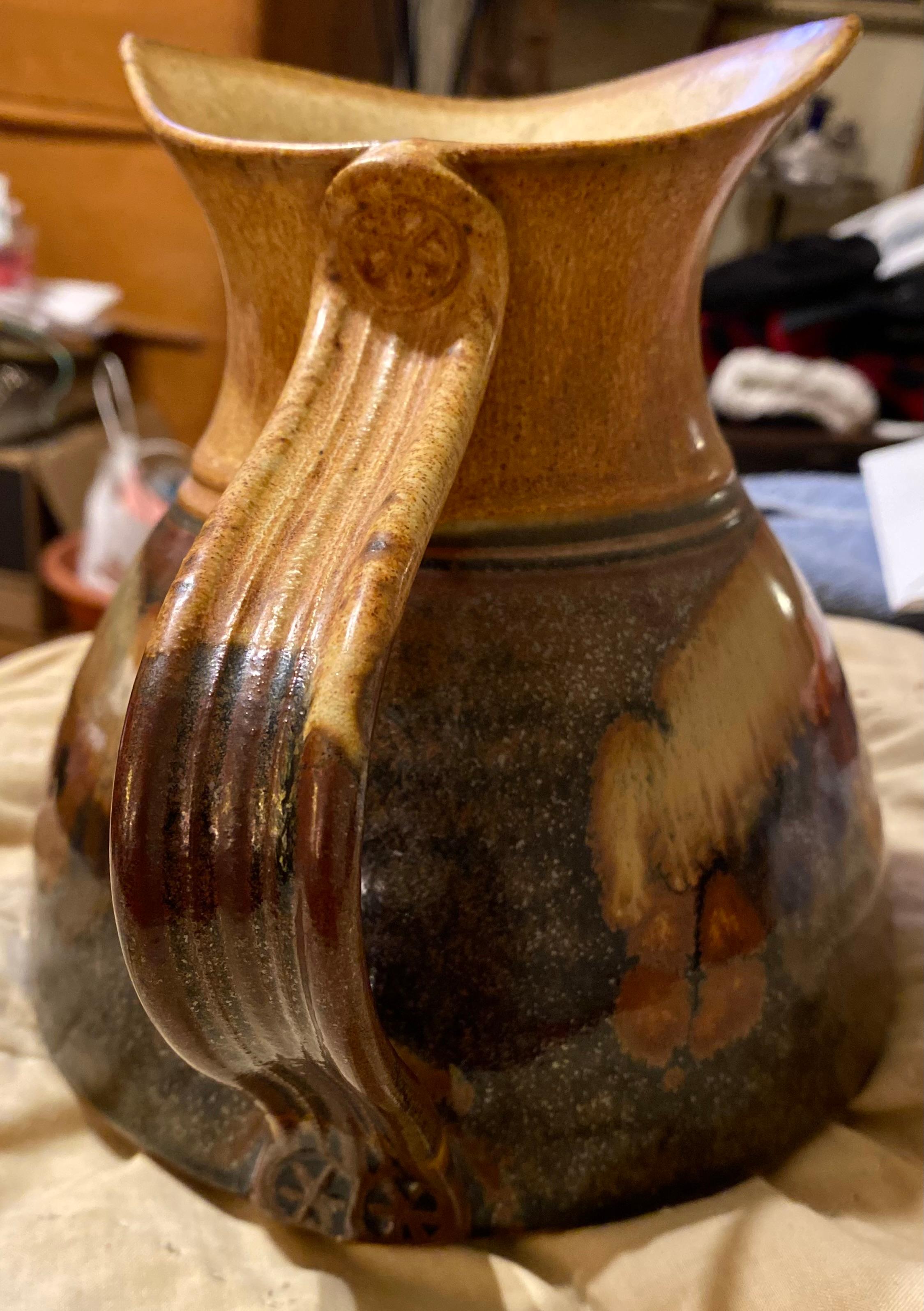Late 20th Century Vintage Hand Made Pottery Sangria Or Water Pitcher  For Sale