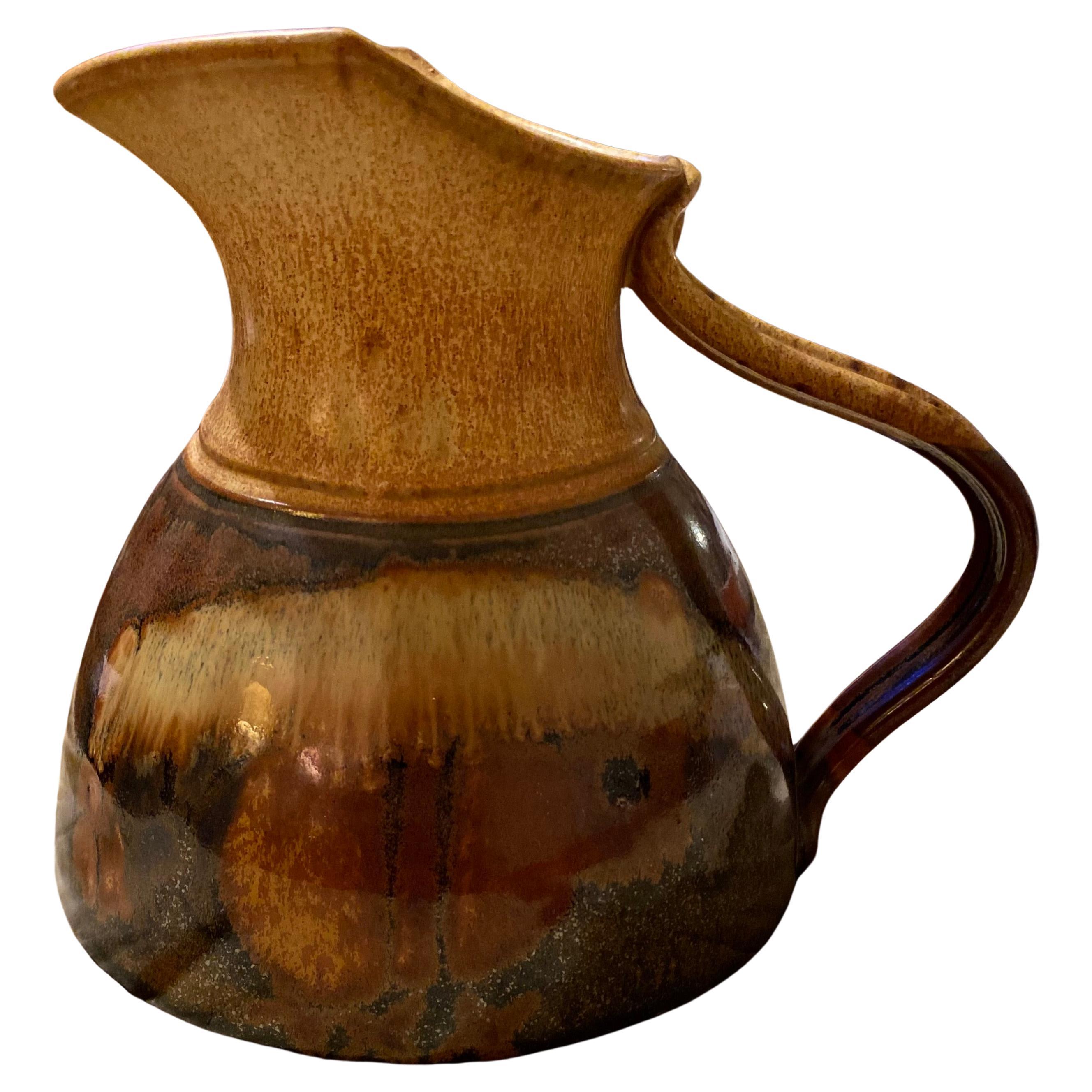 Vintage Hand Made Pottery Sangria Or Water Pitcher  For Sale