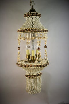 Vintage Hand Made Sea Shell Three Light Pendant/Hanging Light