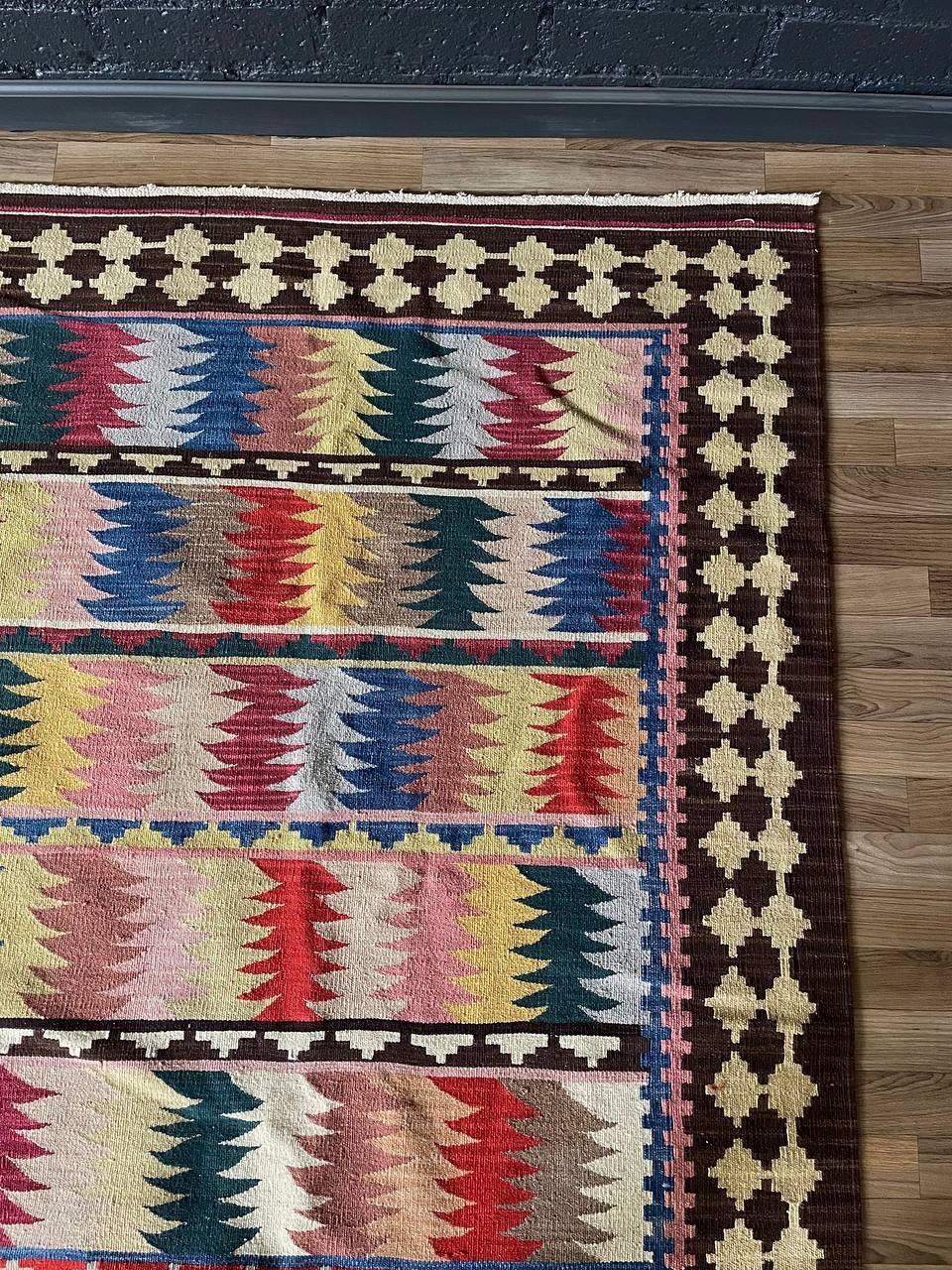 Vintage Hand Made Alfombra turca tribal Kilim Lana