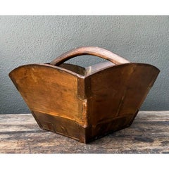 Vintage Hand Made Wooden Basket