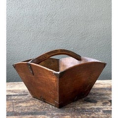 Vintage Hand Made Wooden Basket