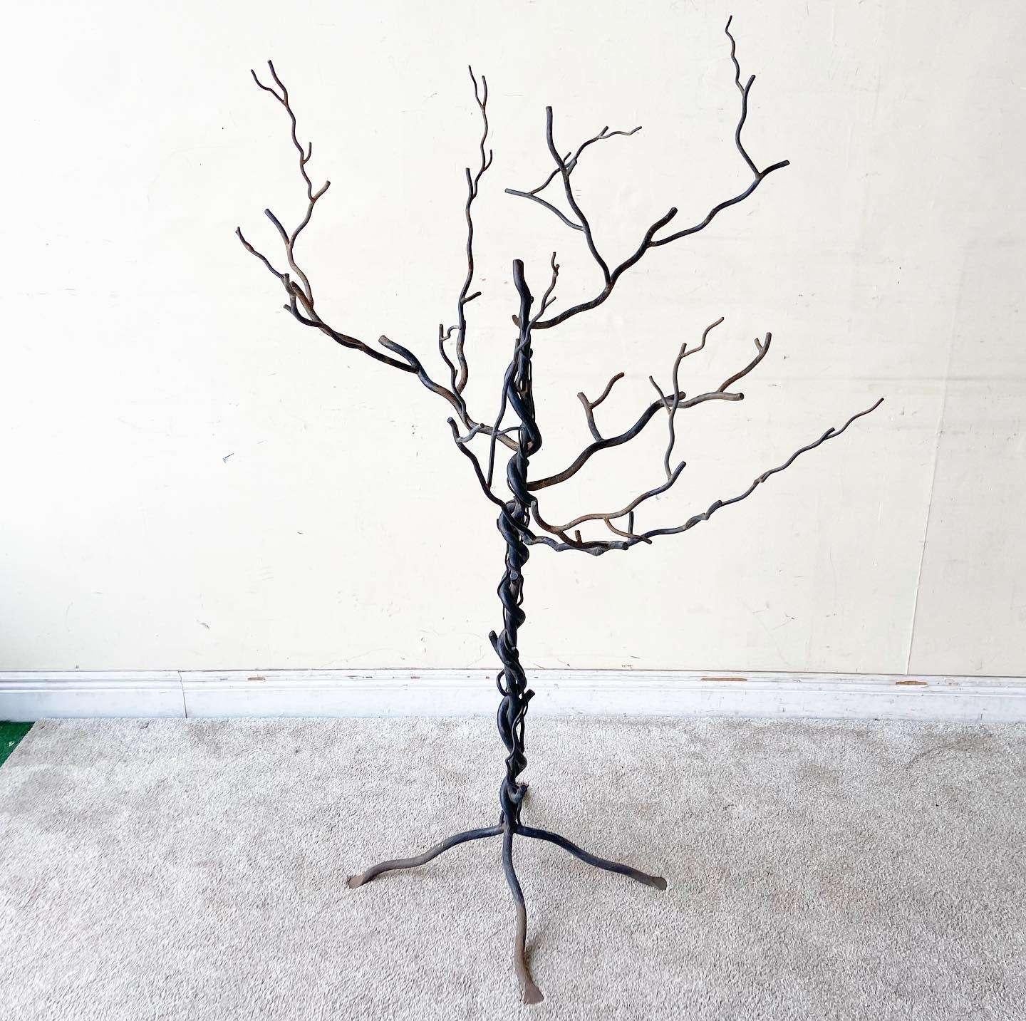 Modern Vintage Hand Made Wrought Iron Tree Sculpture For Sale